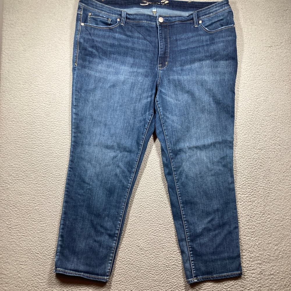 Seven7 Straight Leg Jeans Womens 26 Blue Medium Wash Stretch Denim Modern